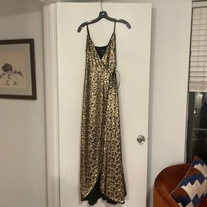 Aidan by Aidan Mattox Leopard Sequin Wrap Dress